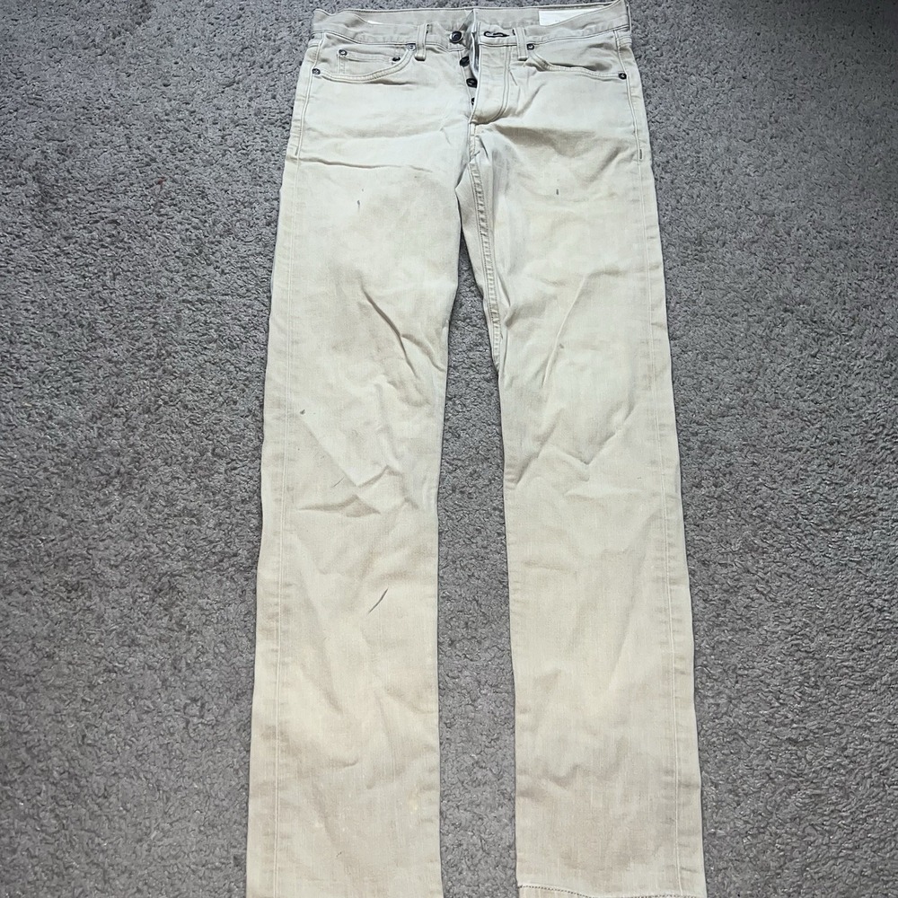 Rag & Bone Jeans Mens 29x32 Brown Khaki Fit 2 Slim Button Fly Denim Pants - Picture 2 of 9